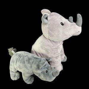 Two Rhino Rhinoceros‎ Plush Stuffed Animals Lot Gray Toys Gund and Kohls Cares